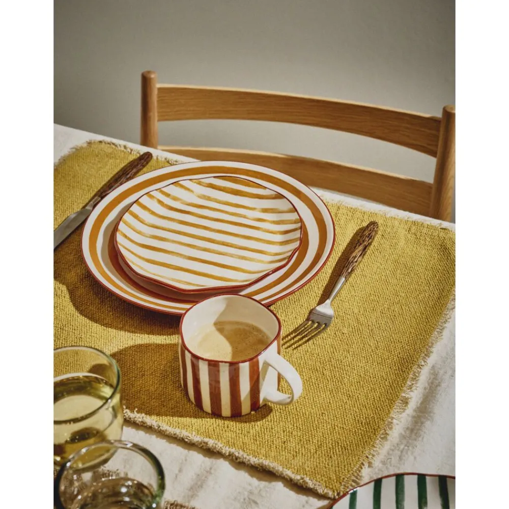 Pomax Vaisselle-MYKONOS - assiette plate - porcelaine - DIA 27 x H 2,5 cm - jaune