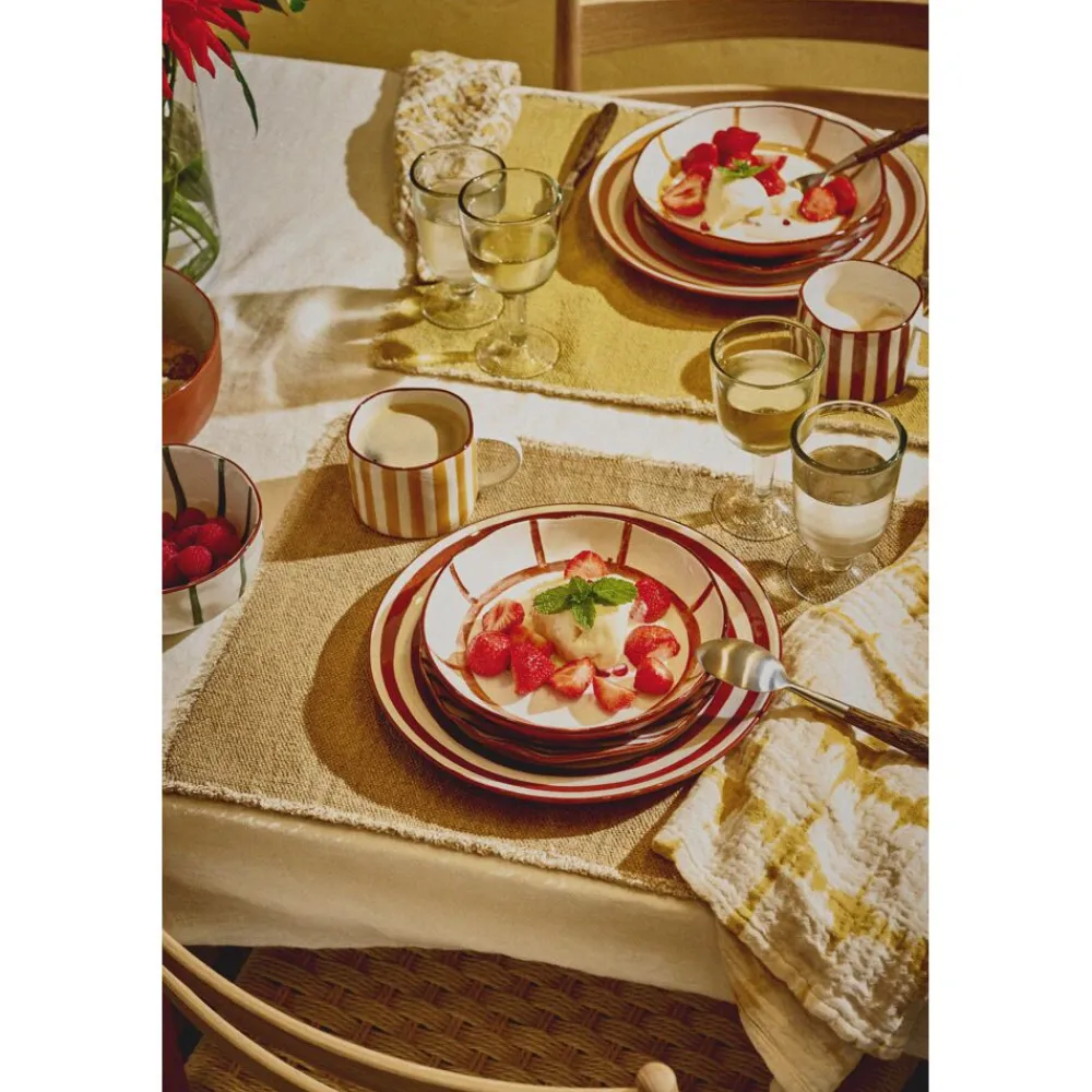 Pomax Vaisselle-MYKONOS - assiette plate - porcelaine - DIA 27 x H 2,5 cm - rouille