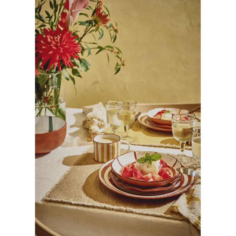 Pomax Vaisselle-MYKONOS - blate - porcelaine - DIA 20 x H 3,5 cm - rouille