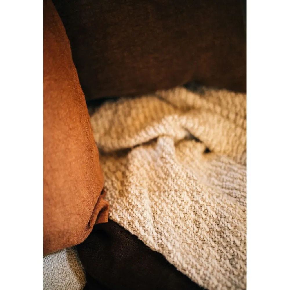 Pomax Plaids-NOGARA - plaid - lin / coton - L 170 x W 130 cm - naturel