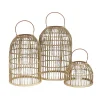 Pomax Lanternes-NORDBY - set/3 lanternes - bambou / rotin - DIA 35,5/39/44 x H 27,5/60,5/67,5 cm - naturel