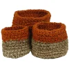 Pomax Bols & Paniers-NOURIO - set/3 paniers - jute - DIA 22/27/32 x H 22/27/32 cm - orange