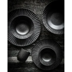 Pomax Vaisselle-NYAKIM - bol à pâtes - porcelaine - DIA 23 x H 9,5 cm - noir