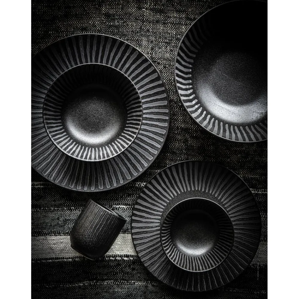 Pomax Vaisselle-NYAKIM - bol à pâtes - porcelaine - DIA 23 x H 9,5 cm - noir