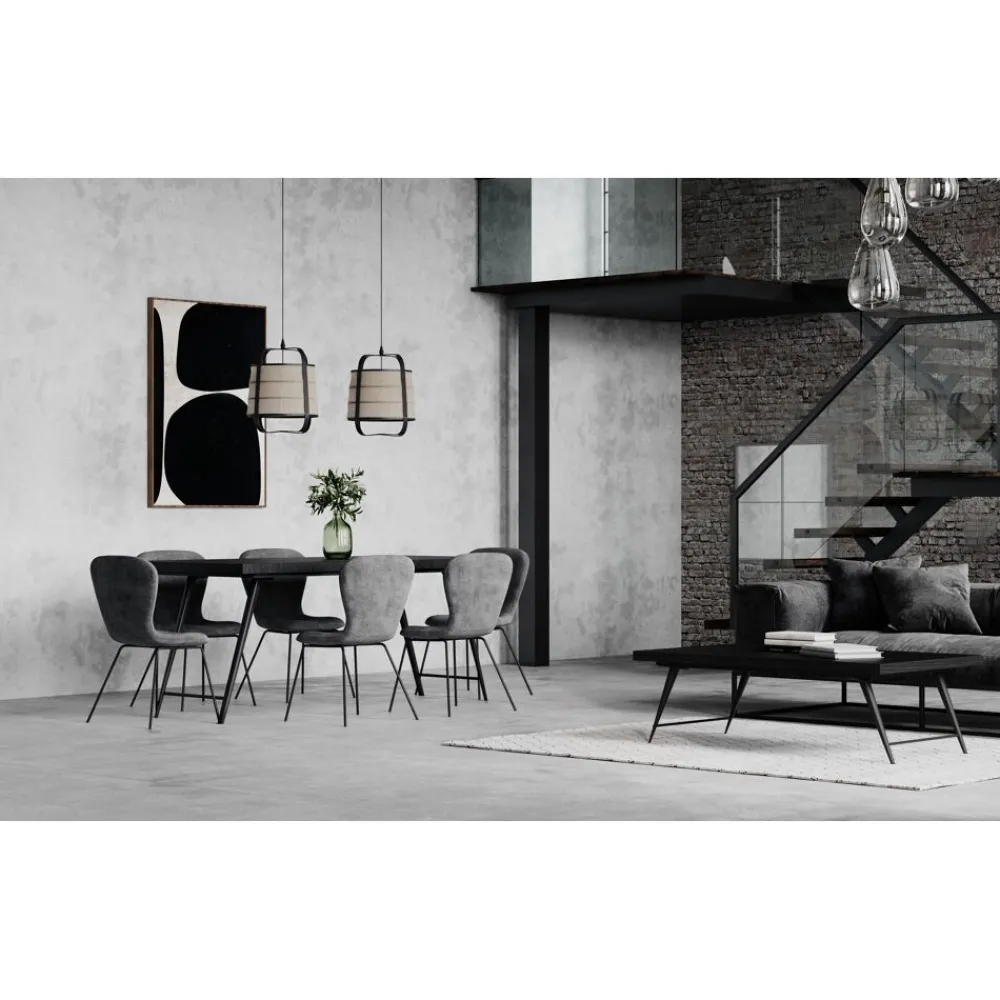 Pomax Tables-OHIO - table à dîner - bois de mangier / métal - L 185 x W 86 x H 76 cm - noir