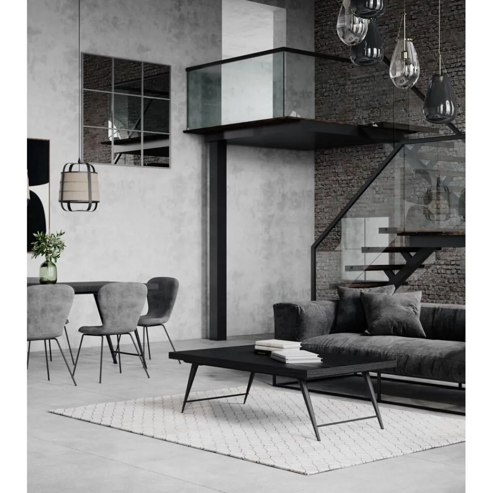 Pomax Tables Basses | Tables-OHIO - table basse - bois de mangier / métal - L 125 x W 75 x H 38 cm - noir
