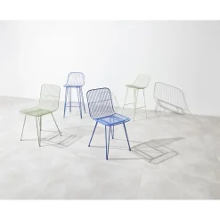 Pomax Chaises-OMBRA - chaise - métal - L 54 x W 43 x H 83 cm - aqua