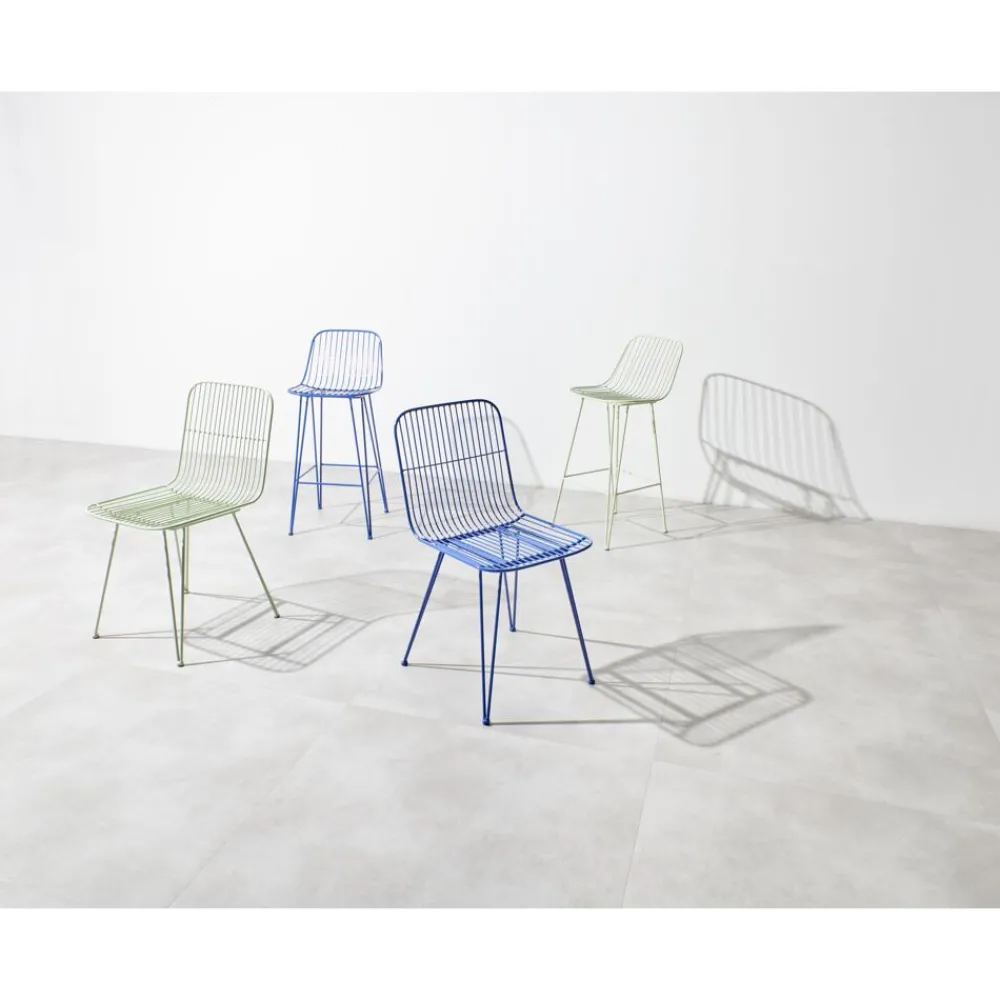 Pomax Chaises-OMBRA - chaise - métal - L 54 x W 43 x H 83 cm - aqua