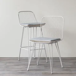 Pomax Chaises De Bar | Tabourets-OMBRA - chaise de bar - métal - L 40 x W 42 x H 90 cm - gris clair
