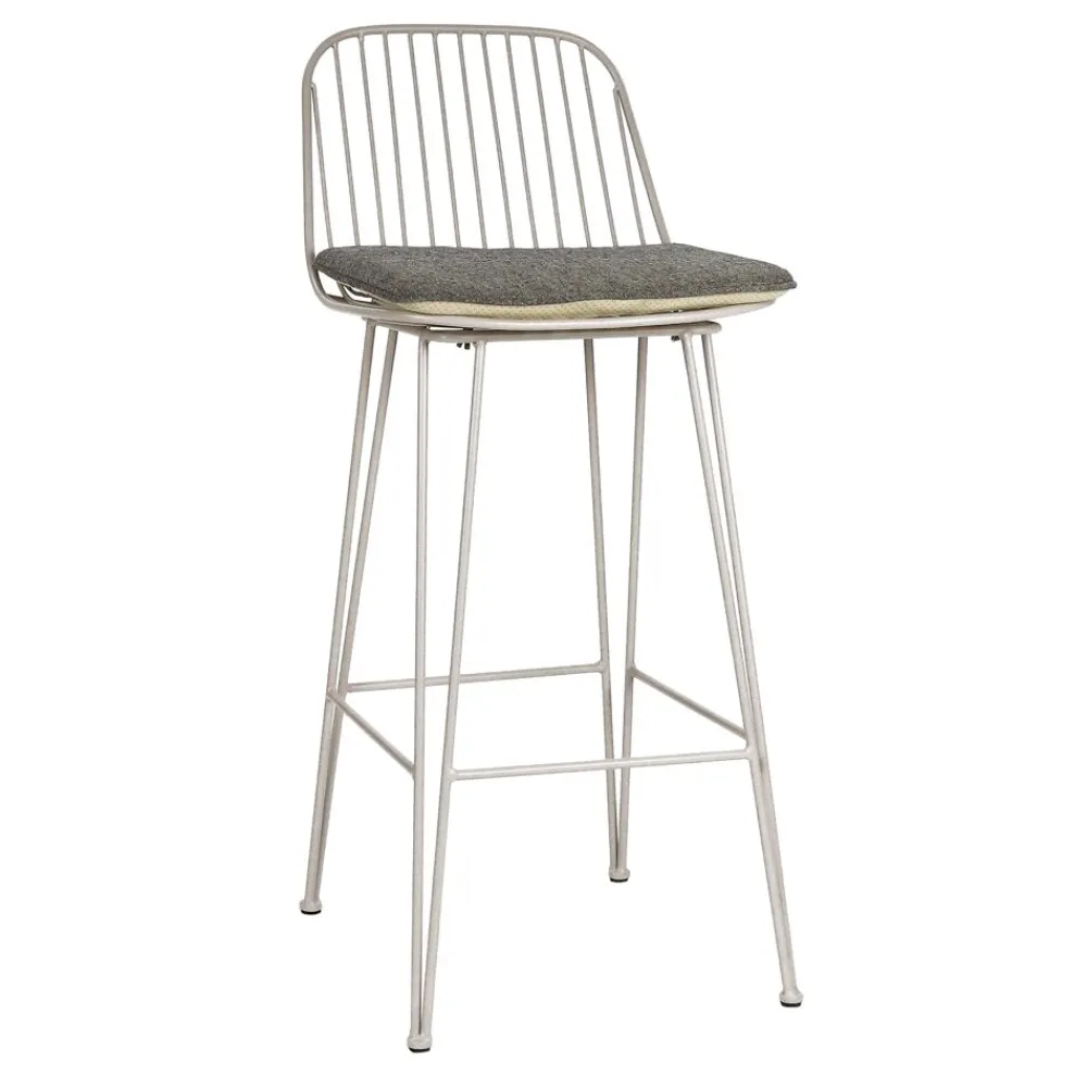 Pomax Chaises De Bar | Tabourets-OMBRA - chaise de bar - métal - L 40 x W 42 x H 90 cm - gris clair