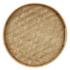 Pomax Plateaux-OSAKA - set/2 plateaus ronds - rotin / bambou - DIA 35/40 x H 8/8 cm - naturel