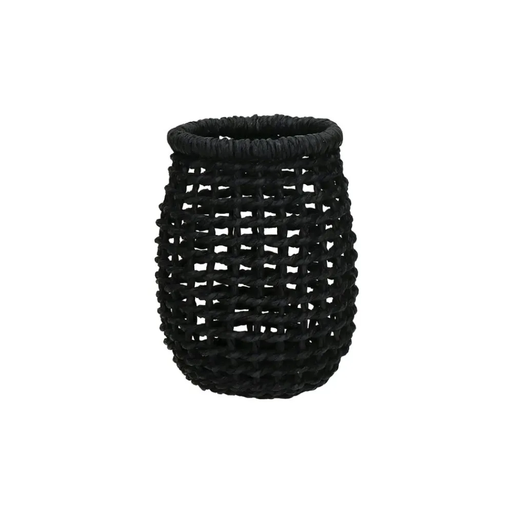 Pomax Paniers À Pain, Couverts Et Serviettes-OSTERIA - panier à couverts - papier - DIA 9 x H 14 cm - noir