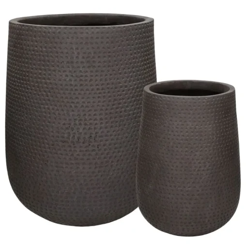 Pomax Cache-pots-OTTO - set/2 pots à fleurs - fibre d'argile - DIA 28/38 x H 36/47 cm - brun