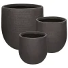 Pomax Cache-pots-OTTO - set/3 pots à fleurs - fibre d'argile - DIA 27/35/45 x H 26/34/45 cm - brun
