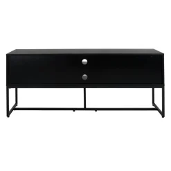 Pomax Armoires-PARIGI - meuble tv - emballé à plat - mélamine / métal - L 150 x W 40 x H 60 cm - noyer/noir