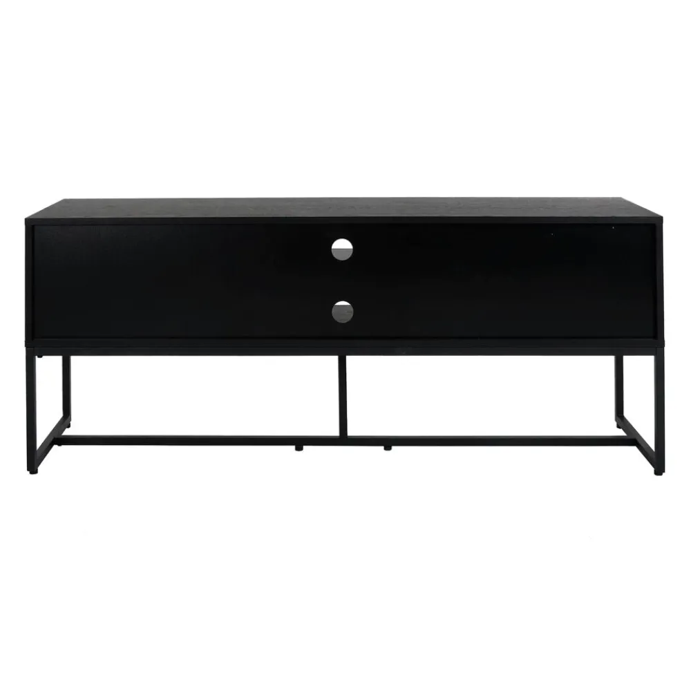 Pomax Armoires-PARIGI - meuble tv - emballé à plat - mélamine / métal - L 150 x W 40 x H 60 cm - noyer/noir