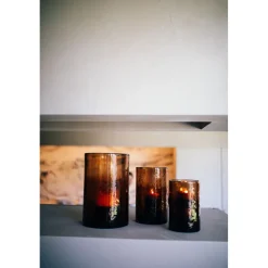 Pomax Photophores / T-lights-PATTI - photophore - verre - DIA 15 x H 25,5 cm - ambre