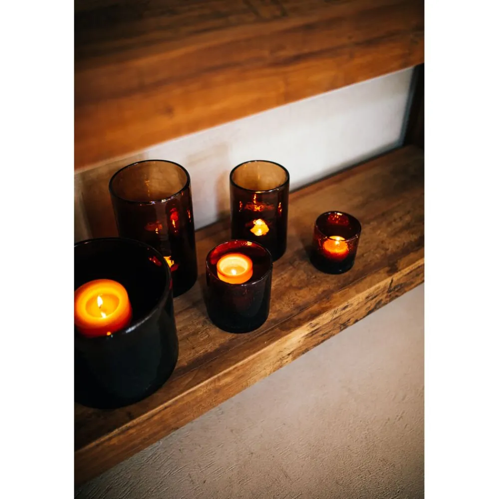 Pomax Photophores / T-lights-PATTI - photophore - verre - DIA 15 x H 25,5 cm - ambre