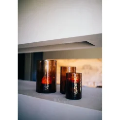 Pomax Photophores / T-lights-PATTI - photophore - verre - DIA 15 x H 25,5 cm - ambre