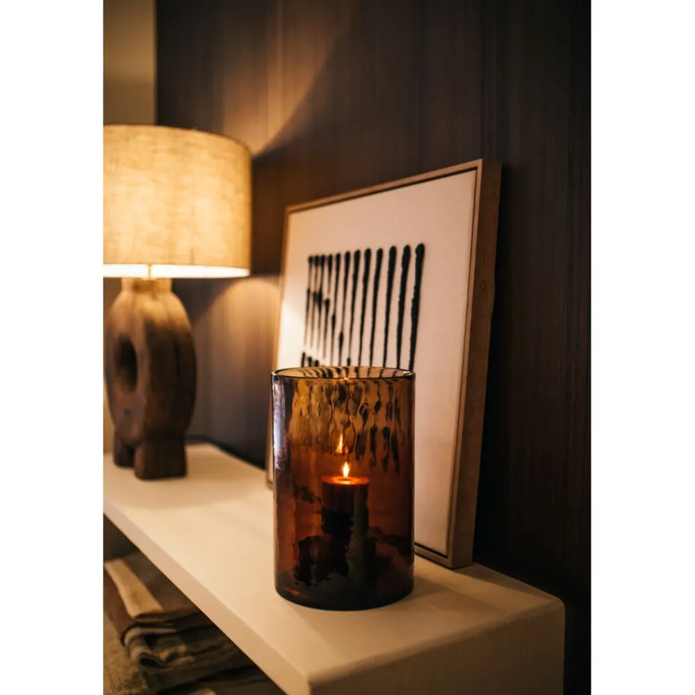 Pomax Photophores / T-lights-PATTI - photophore - verre - DIA 15 x H 25,5 cm - ambre