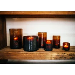 Pomax Photophores / T-lights-PATTI - photophore - verre - DIA 15 x H 25,5 cm - ambre