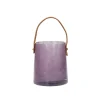 Pomax Lanternes-PAULA - lanterne - verre / cuir polyurethane - DIA 11 x H 12 cm - lavande