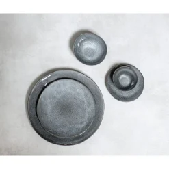 Pomax Vaisselle-PAULINE - assiette apéritif - grès - DIA 14 x H 1,8 cm - gris