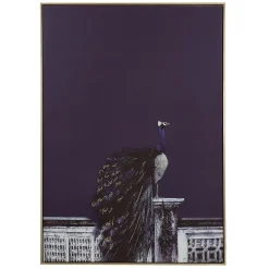 Pomax Tableau / Déco Murale-PAVO REAL - toile avec cadre - canvas / bois - L 100 x W 4,3 x H 140 cm - bleu foncé