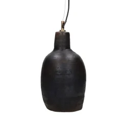 Pomax Suspensions-PERUGIA - lampe suspendue - argile - DIA 18 x H 35 cm - noir