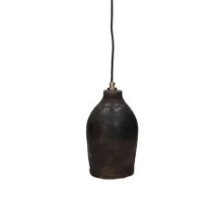 Pomax Suspensions-PERUGIA - lampe suspendue - argile - DIA 14 x H 24 cm - noir