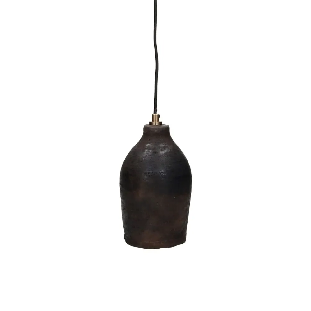 Pomax Suspensions-PERUGIA - lampe suspendue - argile - DIA 14 x H 24 cm - noir