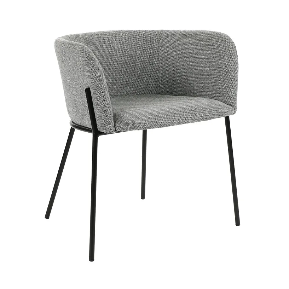 Pomax Chaises-POLKA - chaise - tissu / métal - L 52 x W 59 x H 68 cm - gris clair