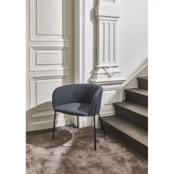 Pomax Chaises-POLKA - chaise - tissu / métal - L 52 x W 59 x H 68 cm - blue nuit