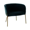 Pomax Canapés-POLKA - chaise relax - velours / métal - L 61,5 x W 71 x H 68 cm - petrol