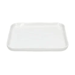 Pomax Vaisselle-PORCELINO SQUARE - assiette à dessert - porcelaine - L 20 x W 20 x H 1,6 cm - blanc