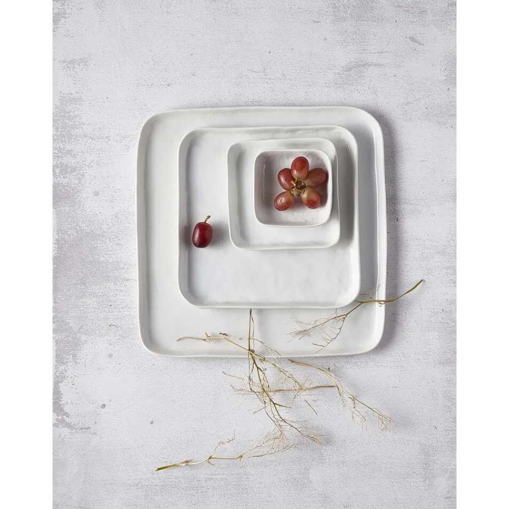 Pomax Vaisselle-PORCELINO SQUARE - assiette plate - porcelaine - L 27 x W 27 x H 1,6 cm - blanc