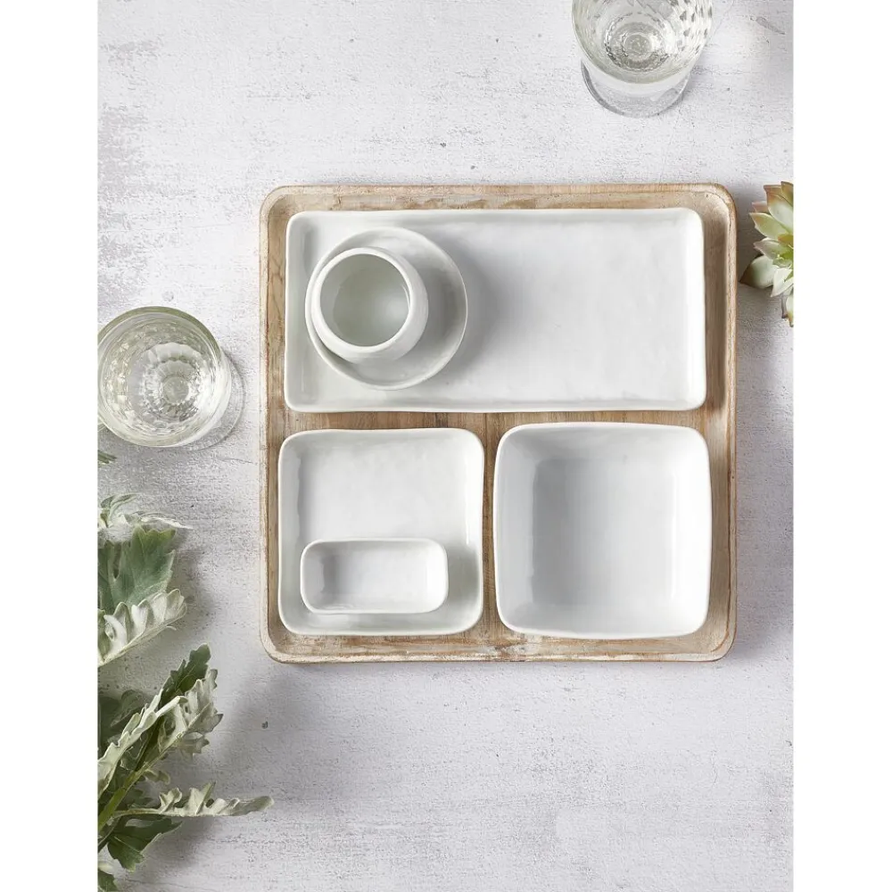 Pomax Vaisselle-PORCELINO SQUARE - assiette apéritif - porcelaine - DIA 9,5 x H 1,6 cm - blanc