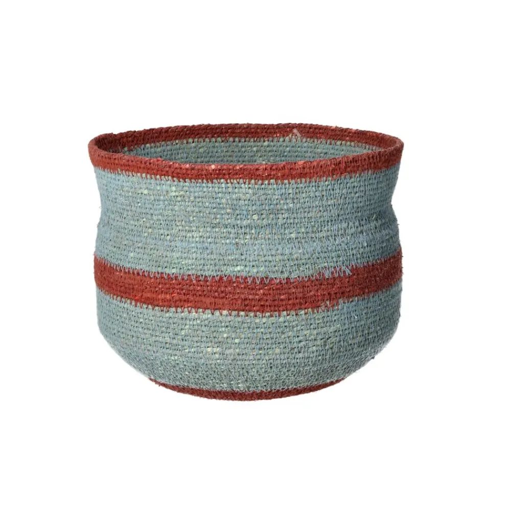 Pomax Bols & Paniers-PORT LOUIS - panier - jonc de mer - DIA 21 x H 17 cm - gris bleu