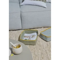 Pomax Bols & Paniers-PORT LOUIS - set/2 paniers - jonc de mer - L 30/30 x W 22/20 x H 9/8 cm - vert