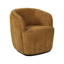Pomax Canapés-PORTERVILLE - canapé 1 place - bouclé / contre-plaqué - L 74 x W 71,5 x H 72 cm - camel