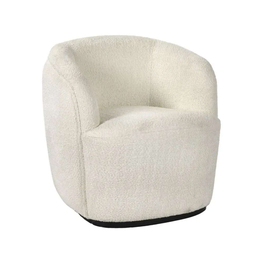 Pomax Canapés-PORTERVILLE - canapé 1 place - bouclé / contre-plaqué - L 74 x W 71,5 x H 72 cm - blanc