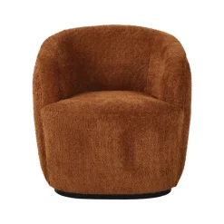 Pomax Canapés-PORTERVILLE - canapé 1 place - bouclé / contre-plaqué - L 74 x W 71,5 x H 72 cm - rouille