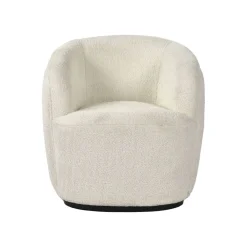 Pomax Canapés-PORTERVILLE - canapé 1 place - bouclé / contre-plaqué - L 74 x W 71,5 x H 72 cm - blanc