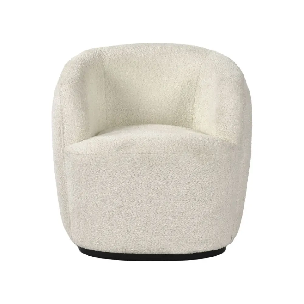 Pomax Canapés-PORTERVILLE - canapé 1 place - bouclé / contre-plaqué - L 74 x W 71,5 x H 72 cm - blanc