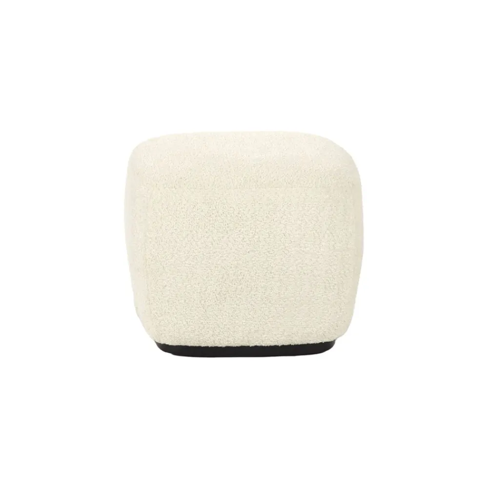 Pomax Poufs-PORTERVILLE - pouf - bouclé - L 51 x W 51 x H 41 cm - blanc