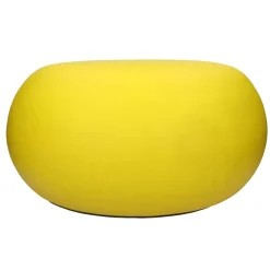 Pomax Poufs-PRETORIA - pouf/table d'appoint - enduit à la chaux - DIA 50 x H 25 cm - jaune