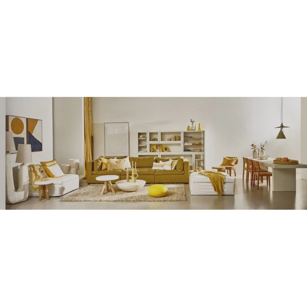 Pomax Tables Basses | Tables-PRETORIA - table basse - enduit à la chaux / bois - DIA 60 x H 45 cm - blanc cassé