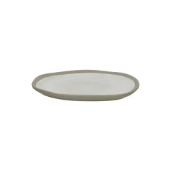 Pomax Vaisselle-PRIMEVAL - assiette à dessert - porcelaine - L 16,5 x W 15 x H 1,4 cm - gris clair
