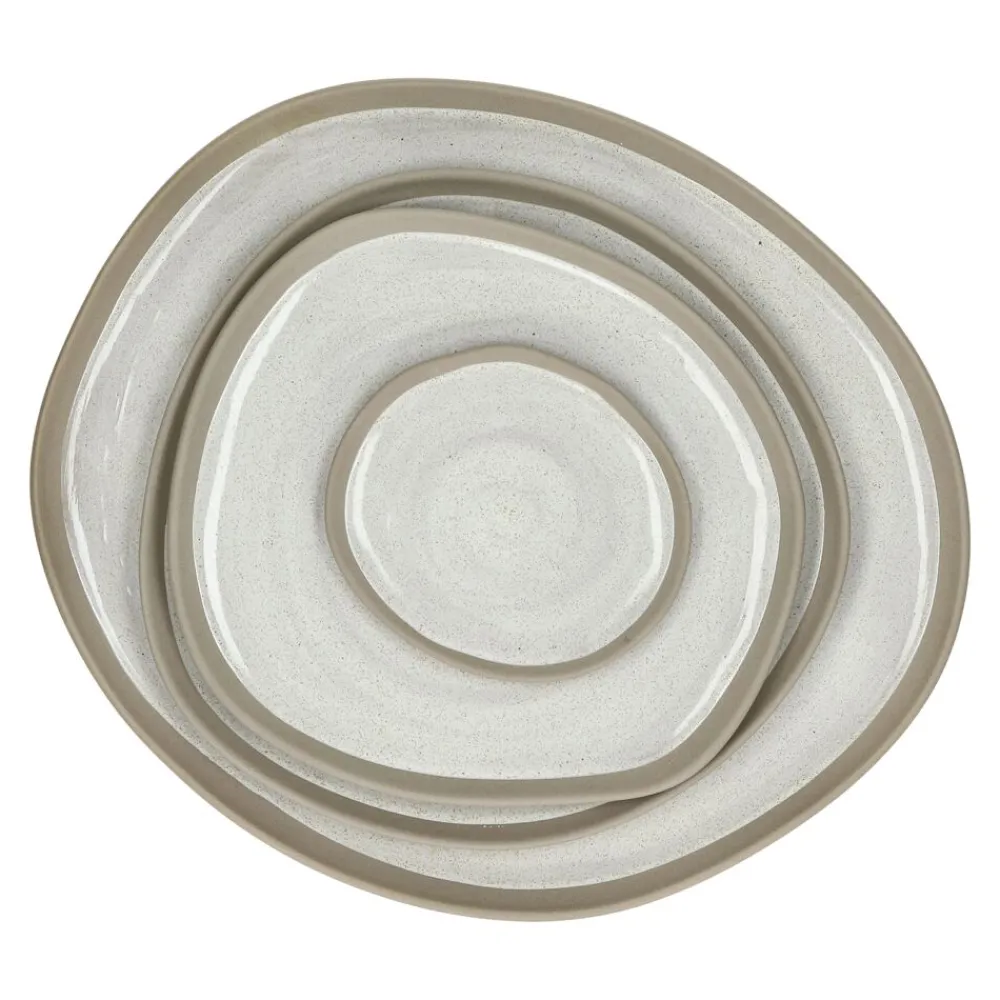 Pomax Vaisselle-PRIMEVAL - assiette apéritif - porcelaine - L 10,7 x W 9,5 x H 1,2 cm - gris clair