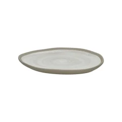 Pomax Vaisselle-PRIMEVAL - assiette petit déjeuner - porcelaine - L 20,4 x W 20 x H 1,5 cm - gris clair